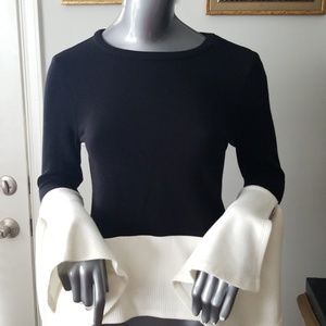 Red Haute  Black & Ivory knit top, Size S